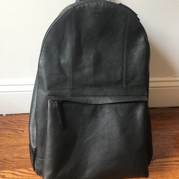 cole haan black leather backpack